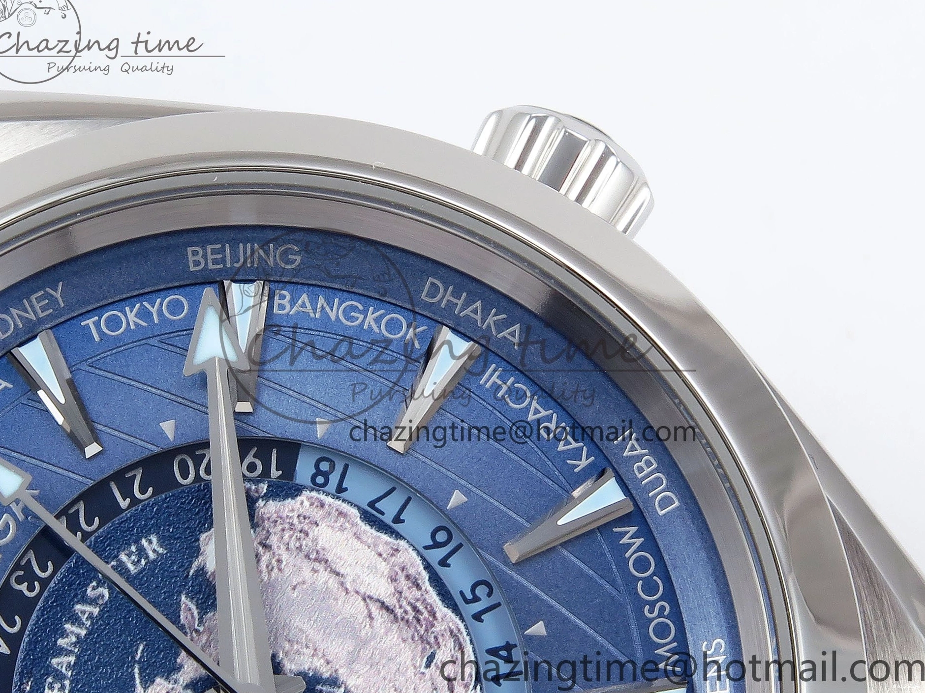 0201 GoAnywhere Aqua Terra GMT Worldtimer 43mm VSF 1:1 Best Edition Summer Blue Dial on Blue Rubber Strap A8938 Super Clone 7722